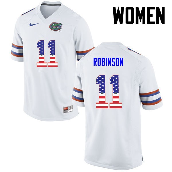 Florida Gators Women #11 Demarcus Robinson College Football Jersey USA Flag Fashion White